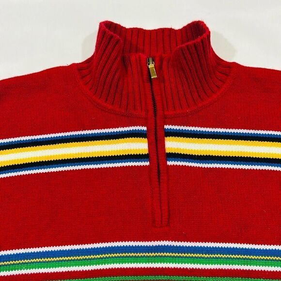 Ralph Lauren Striped Multi Colored Quarter Zip Turtle Neck Sweater - Picture 7 of 10